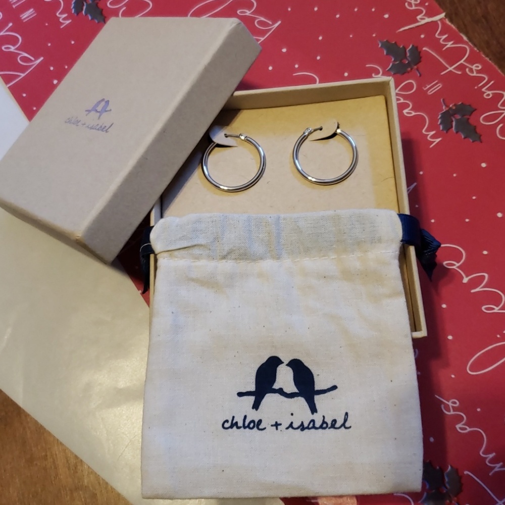 Small silver hoops gift box chloe